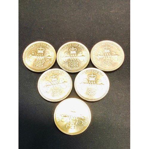 426 - 6 TWO-POUND COINS: 1989