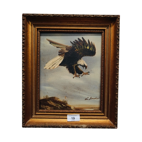 19 - ANTIQUE OIL ON CANVAS - EAGLE