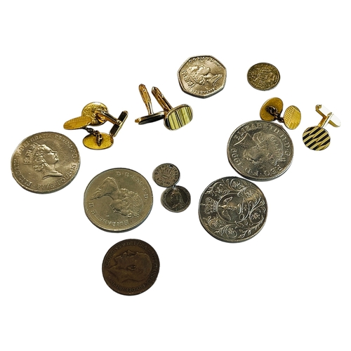 363 - MIXED COINS & CUFFLINKS