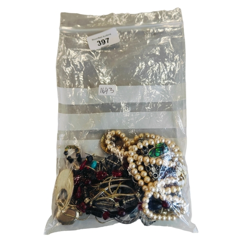 397 - BAG OF COSTUME JEWELLERY