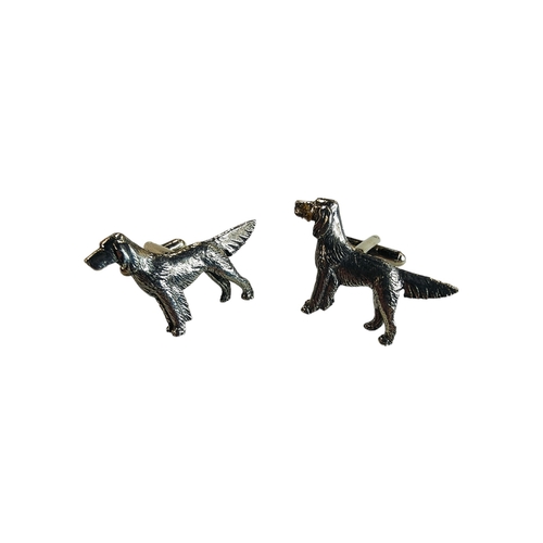 424 - PAIR OF PEWTER SETTER DOG CUFF LINKS