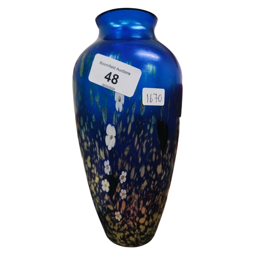 48 - BLUE ART GLASS VASE