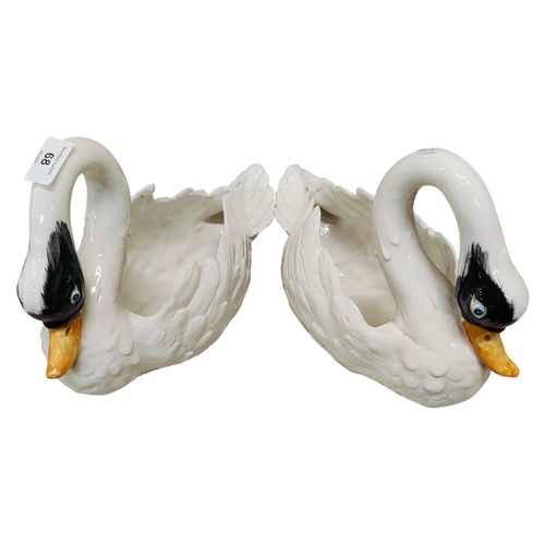 68 - 2 X LARGE SWAN PLANTERS