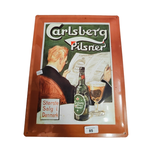 85 - LARGE TIN CARLSBERG EMBOSSED SIGN