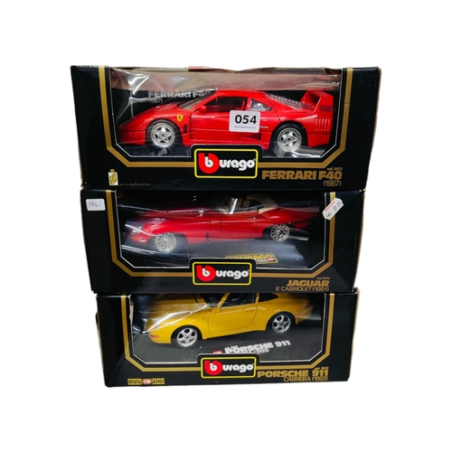 54 - 3 BOXED BURAGO LARGER SCALE MODEL CARS