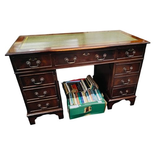 13 - MAHOGANY TWIN PEDESTAL DESK