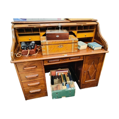 25 - OAK ROLL TOP DESK