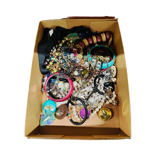 33 - BOX OF COSTUME JEWELLERY