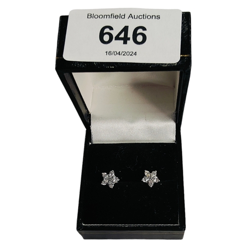 646 - PAIR OF SILVER CRYSTAL SET EARRINGS (BOXED)