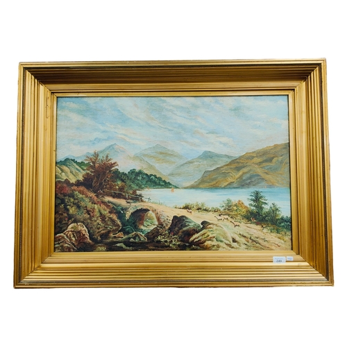 249 - LARGE GILT FRAMED OIL ON CANVAS - LANDSCAPE 76 X 50 CMS