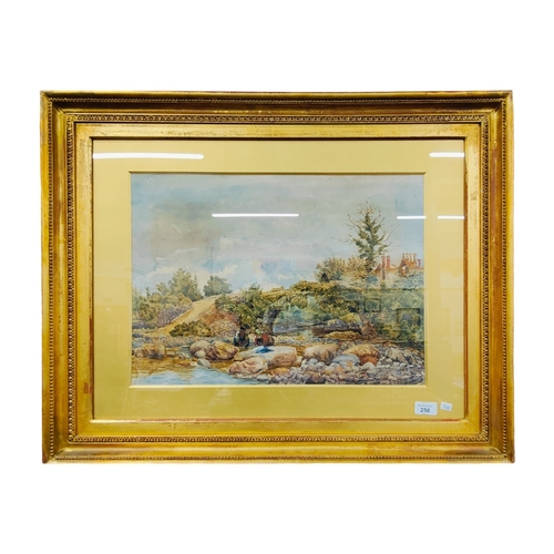 250 - I.MOORE ARHA VICTORIAN WATERCOLOUR - EARLS BRIDGE 1861 50CM X 37CM