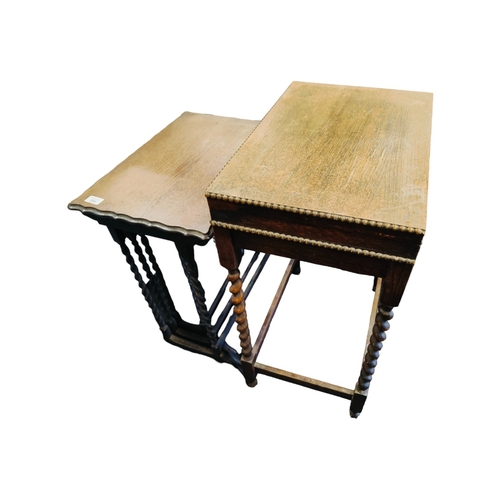 304 - OAK NEST OF TABLES & CUTLERY TABLE