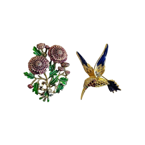 341 - 2 X ENAMEL BROOCHES