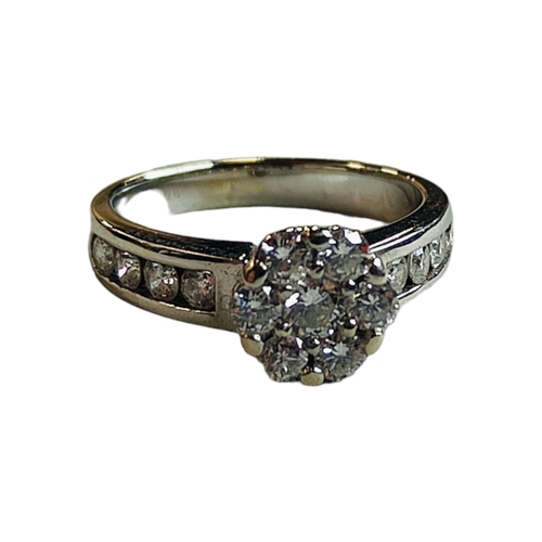 345 - 18 CARAT DIAMOND SET RING (APPROX. 1 CARAT) SET WITH DIAMOND SHOULDERS