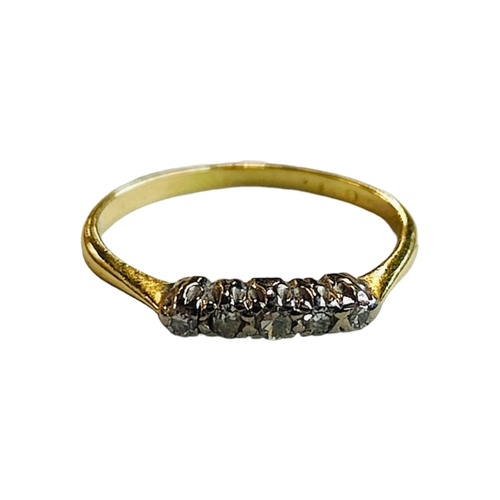 353 - ANTIQUE 18 CARAT GOLD AND 5 STONE DIAMOND RING