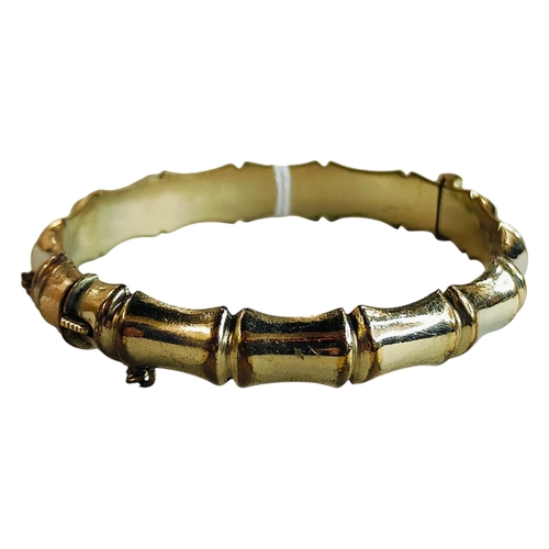 359 - VINTAGE BAMBOO STYLE ROLLED GOLD BANGLE