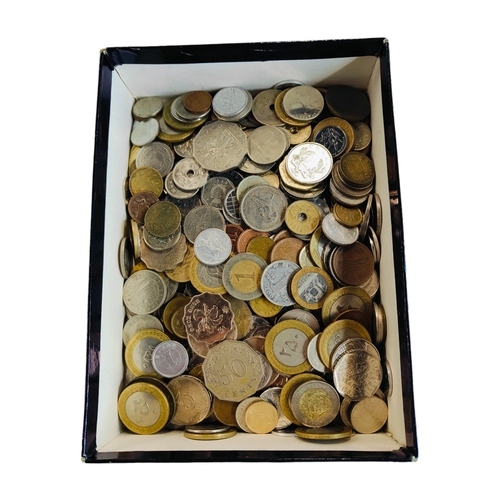 379 - BOX OF MISCELLANEOUS FOREIGN COINS