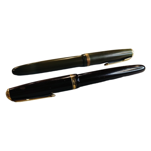 391 - 2 X PARKE DUOFOLD 14 CARAT GOLD NIBBED FOUNTAIN PENS