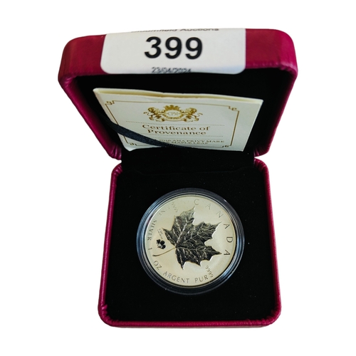 399 - CANADA 2016 ANA PRIVY MARK SILVER MAPLE LEAF IN BOX WITH CERTIFICATE