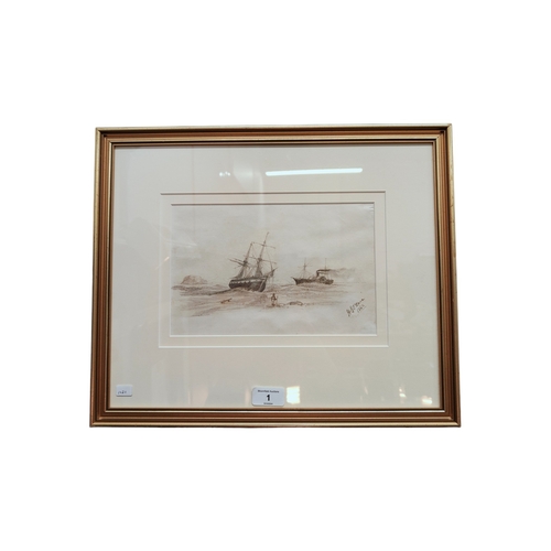 1 - HELEN OHARA - PENCIL - SEASCAPE 25CM X 16CM