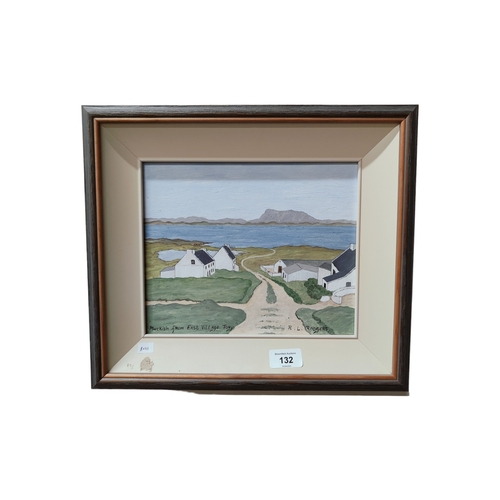 132 - R.L.ROGERS - OIL ON BOARD - MUCKISH FROM EAST VILLLAGE TORY 26CM X 21CM