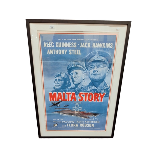 15 - BRIAN DESMOND HURST COLLECTION - 'MALTA STORY' (1953) ORIGINAL MOVIE POSTER 95CMS X 63CMS. HURST’S S... 