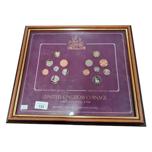 155 - FRAMED SET OF UK COINAGE