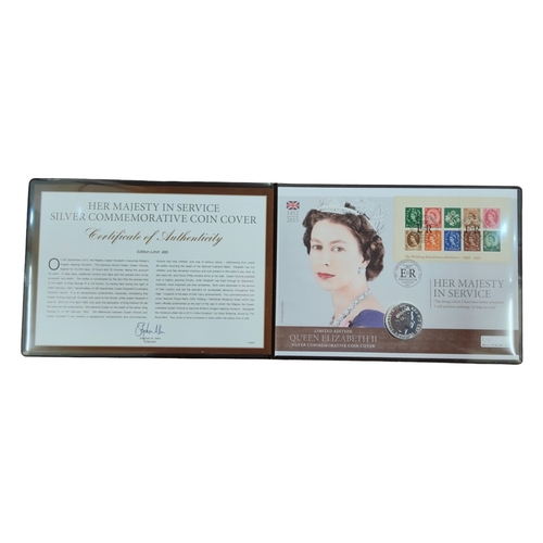 476 - HER MAJESTY IN SERVICE SILVER COMMEMORATIVE COIN COVER