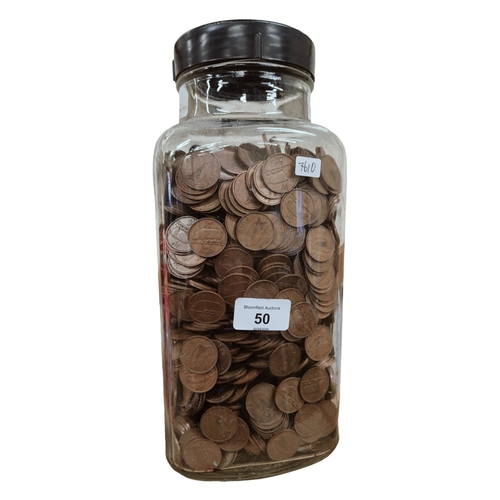 50 - LARGE JAR OF IRISH COPPER COINS