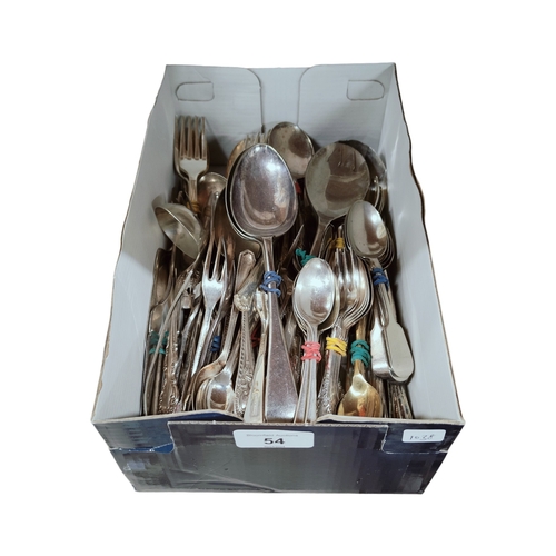 54 - BOX OF SILVER PLATED/EPNS CUTLERY