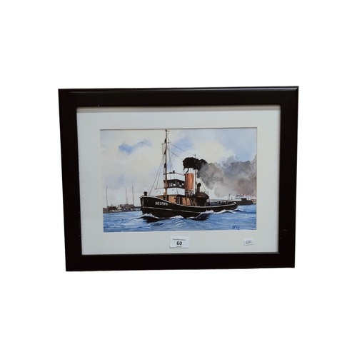 60 - WATERCOLOUR SIGNED IN MONO BOAT - NESTOR