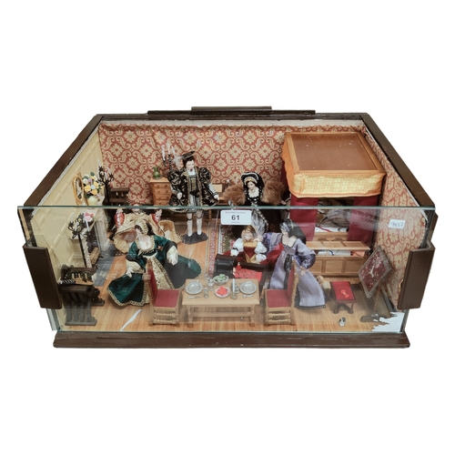 61 - DISPLAY CASE WITH HENRY VIII AND WIVES