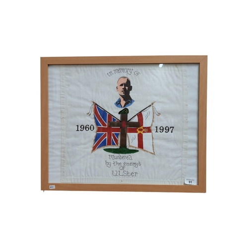 91 - FRAMED LOYALIST PRISON ART HANDKERCHIEF