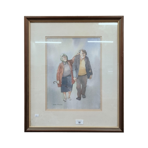 10 - JAMES MCCONNELL WATERCOLOUR -TAKING WILLIE HOME 36CM X 27CM