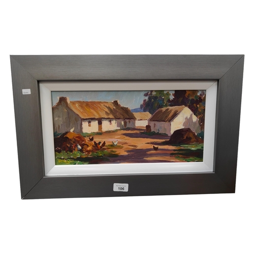 106 - D.MCNAUGHTON - OIL ON BOARD - FARMYARD SCENE 41CM X 20CM