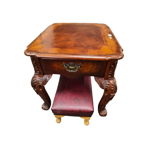 114 - LAMP TABLE & FOOTSTOOL