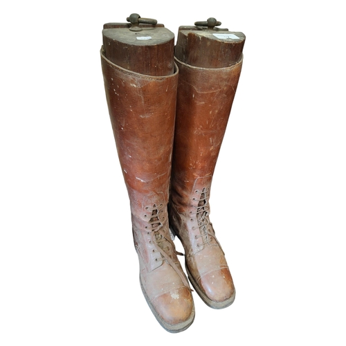 17 - PAIR OF MILITARY BOOTS & 'TREES'