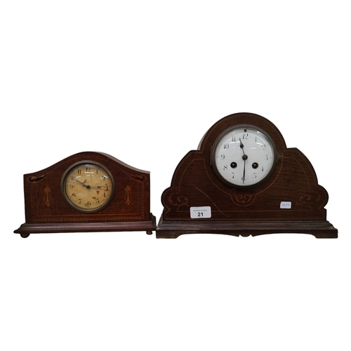 21 - 2 EDWARDIAN INLAID CLOCKS