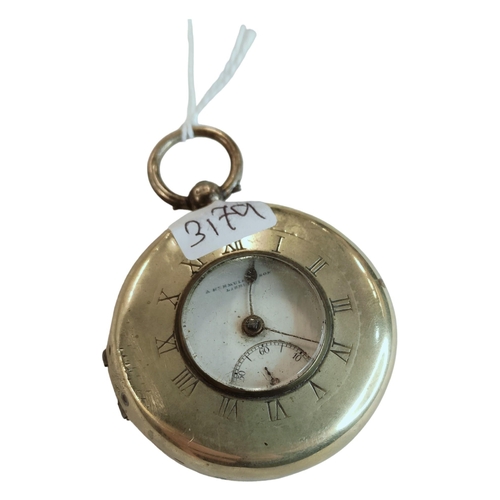 375 - SILVER POCKET WATCH IN METAL CASE