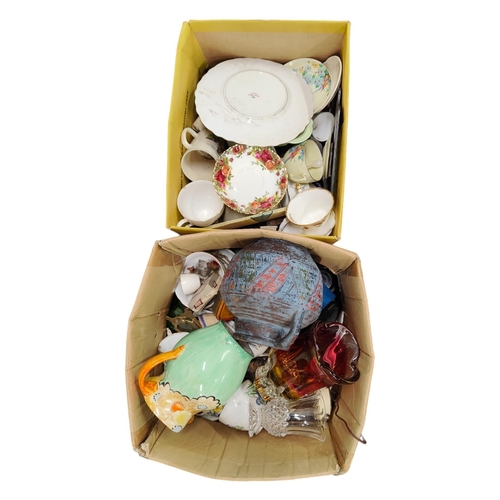 40 - 2 BOX LOTS OF ASSORTED CHINA & ORNAMENTS