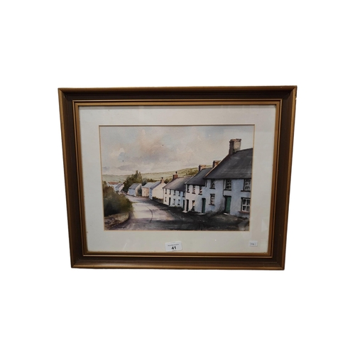 41 - J.MORTON - WATERCOLOUR - GLENOE VILLAGE 33CM X 24CM