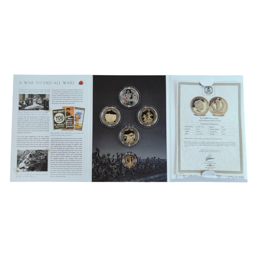 433 - A WAR TO END ALL WARS COIN SET TO INCLUDE A 9 CARAT GOLD DOUBLE CROWN 10 GRAMS