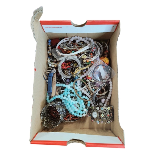 442 - BOX OF COSTUME JEWELLERY TO INCLUDE SILVER