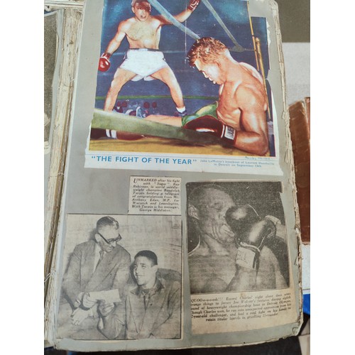 75 - 5 BOXING SCRAP BOOKS - 5 BOXING SCRAP BOOKS - LARGE QUANTITY OF NEWSPAPER CLIPPINGS, PHOTOGRAPHS & A... 