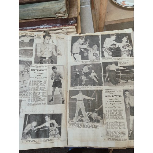 75 - 5 BOXING SCRAP BOOKS - 5 BOXING SCRAP BOOKS - LARGE QUANTITY OF NEWSPAPER CLIPPINGS, PHOTOGRAPHS & A... 