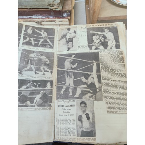 75 - 5 BOXING SCRAP BOOKS - 5 BOXING SCRAP BOOKS - LARGE QUANTITY OF NEWSPAPER CLIPPINGS, PHOTOGRAPHS & A... 