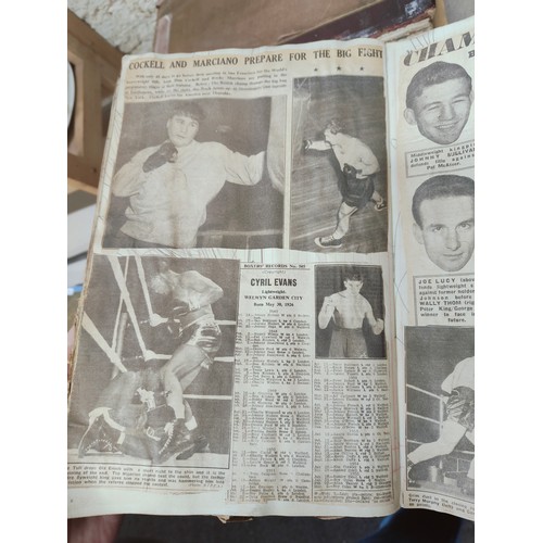 75 - 5 BOXING SCRAP BOOKS - 5 BOXING SCRAP BOOKS - LARGE QUANTITY OF NEWSPAPER CLIPPINGS, PHOTOGRAPHS & A... 