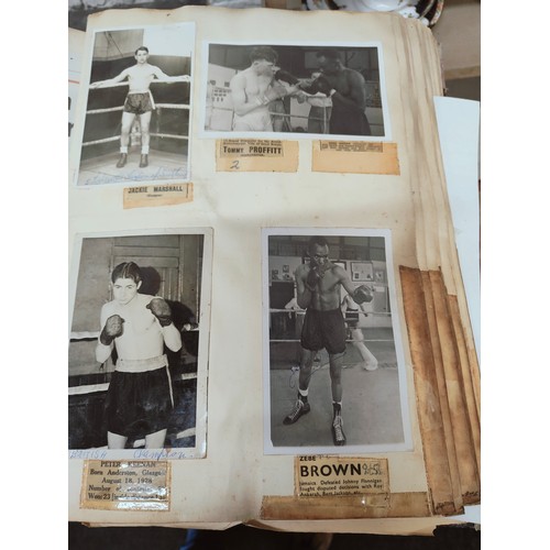 75 - 5 BOXING SCRAP BOOKS - 5 BOXING SCRAP BOOKS - LARGE QUANTITY OF NEWSPAPER CLIPPINGS, PHOTOGRAPHS & A... 