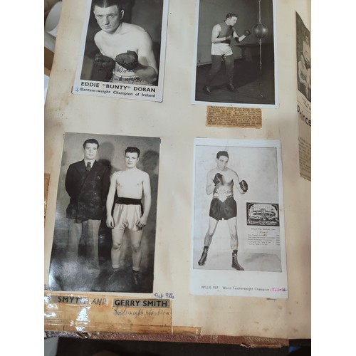 75 - 5 BOXING SCRAP BOOKS - 5 BOXING SCRAP BOOKS - LARGE QUANTITY OF NEWSPAPER CLIPPINGS, PHOTOGRAPHS & A... 