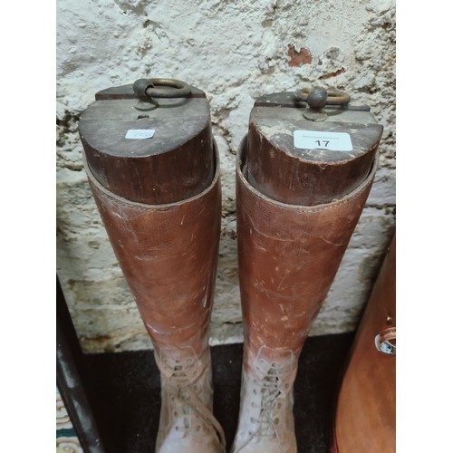 17 - PAIR OF MILITARY BOOTS & 'TREES'